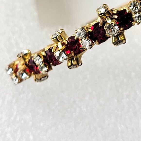 Ruby Red Crystal Hoop Earrings - Picture 3 of 9